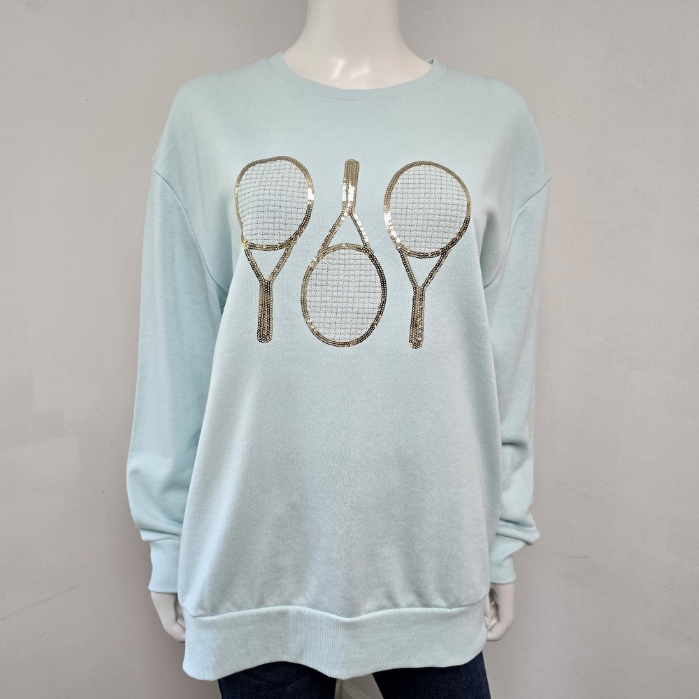 Royal Standard Sweatshirt Size M Tennis Club Racquets Sequins Embroidered NWT